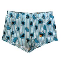 Sesame Street Womens Cookie Monster Pajama Shorts Size Medium Blue Strip... - $13.86