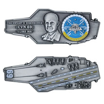 Uss Dwight D. Eisenhower CVN-69 Carrier Shape 3&quot; Navy Challenge Coin - £29.46 GBP