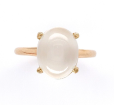 14k Yellow Gold 3.62 Carat Oval Cat&#39;s Eye Genuine Natural Moonstone Ring #J6463 - £410.20 GBP