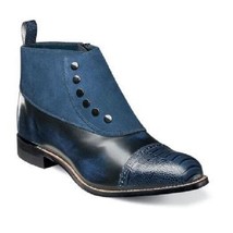 Stacy Adams Madison Side Zip Navy Boot Suede Leather 00083-410 High top - £120.28 GBP