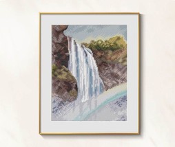Waterfall Cross Stitch Mountain Pattern pdf - Wild stream cross stitch w... - $13.49