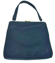 Beau Sac U.S.A. Vintage Black Silk Clutch Handbag Purse Rhinestone Snap Clasp - £7.08 GBP