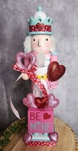 Valentines Day Nutcracker Wooden Pink Red Hearts Ribbon Be Mine Love Gift 15&quot; - £40.25 GBP