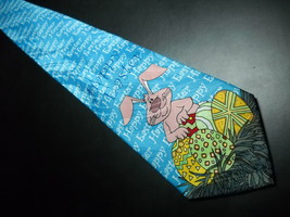 Keith Daniels Neck Tie Easter Bunny and Eggs Against Sky Blue White Happy Easter - £8.78 GBP