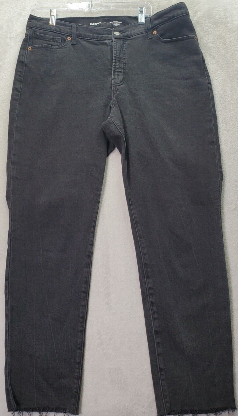 Old Navy Jeans Womens Size 14 Black High Rise Straight Leg Secret Smooth... - $12.95