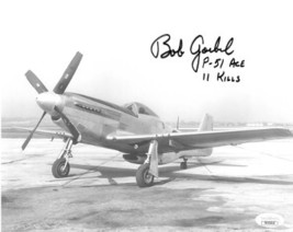 Robert &quot;Bob&quot; Goebel signed WWII Vintage Double Ace Pilot B&amp;W 8x10 Photo P-51 Ace - £47.92 GBP