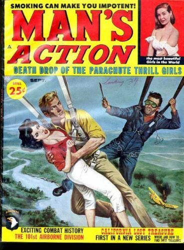 Primary image for MAN'S ACTION 1960 SEP-PARACHUTE COVER - THRILL GIRLS- FN/VF