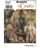 Simplicity 8022 Scarecrow Dolls and Clothing 18 inch Uncut - $7.00