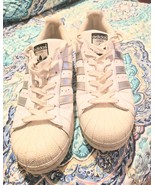 Women&#39;s Size 8.5 adidas Superstar White Silver Metallic Shoes  - $21.05 CAD