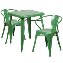 23.75SQ Green Metal Table Set CH-31330-2-70-GN-GG - £261.34 GBP