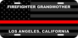 Firefighter Grandmother Thin Red Line Tactical American Flag Metal License Plate - £10.27 GBP+