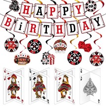 17 Pieces Casino Theme Party Decorations Casino Birthday Banner Poker Party Deco - £26.72 GBP