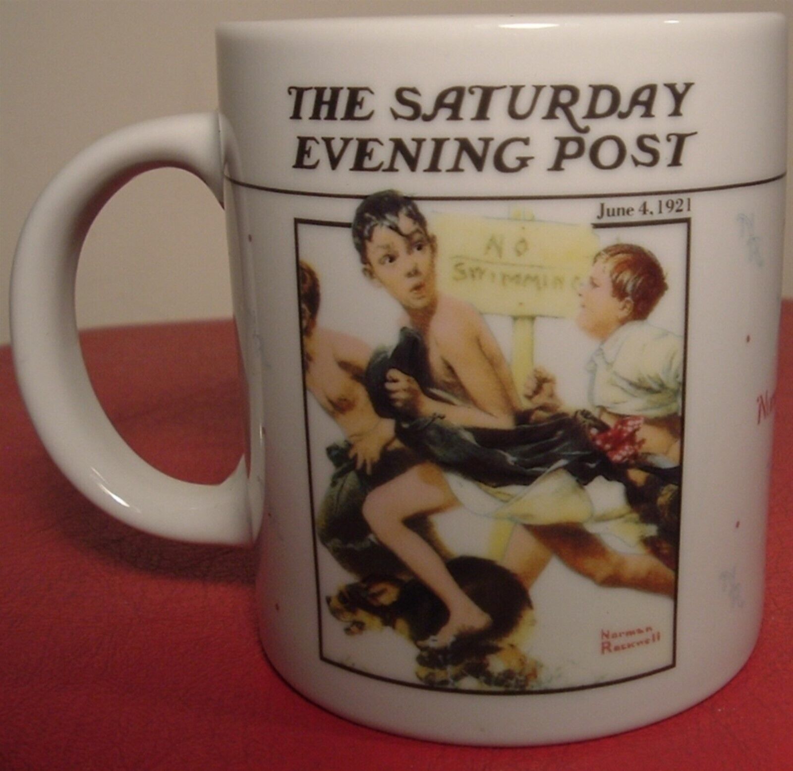 NORMAN ROCKWELL &quot;NO SWIMMING&quot; SATURDAY EVENING POST MUG - $4.00