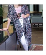 Printed Tasseled Ruana Wrap Kimono Multicolor Chevron - $34.65