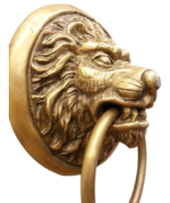 Brass Door Handle Knocker Pull Ring LION HEAD Figurine Vintages Hand Hom... - £192.97 GBP