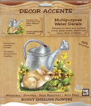 Loew Cornell Decor Accents Bunny Smelling Flowers Water Decal 7&quot; x 8&quot; Nb... - £3.92 GBP