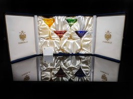 Faberge Crystal Martini Glasses Set of 4 NIB - £795.21 GBP