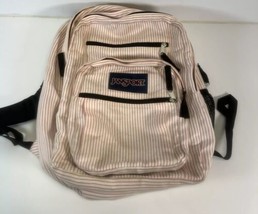 JanSport Big Student Backpack Pink &amp; White PinStripes - £10.27 GBP