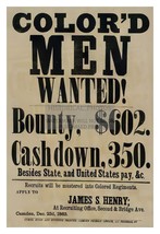 Color&#39;d Men Wanted! Civil War African American Recruiting Flyer 4X6 Photo - £7.95 GBP