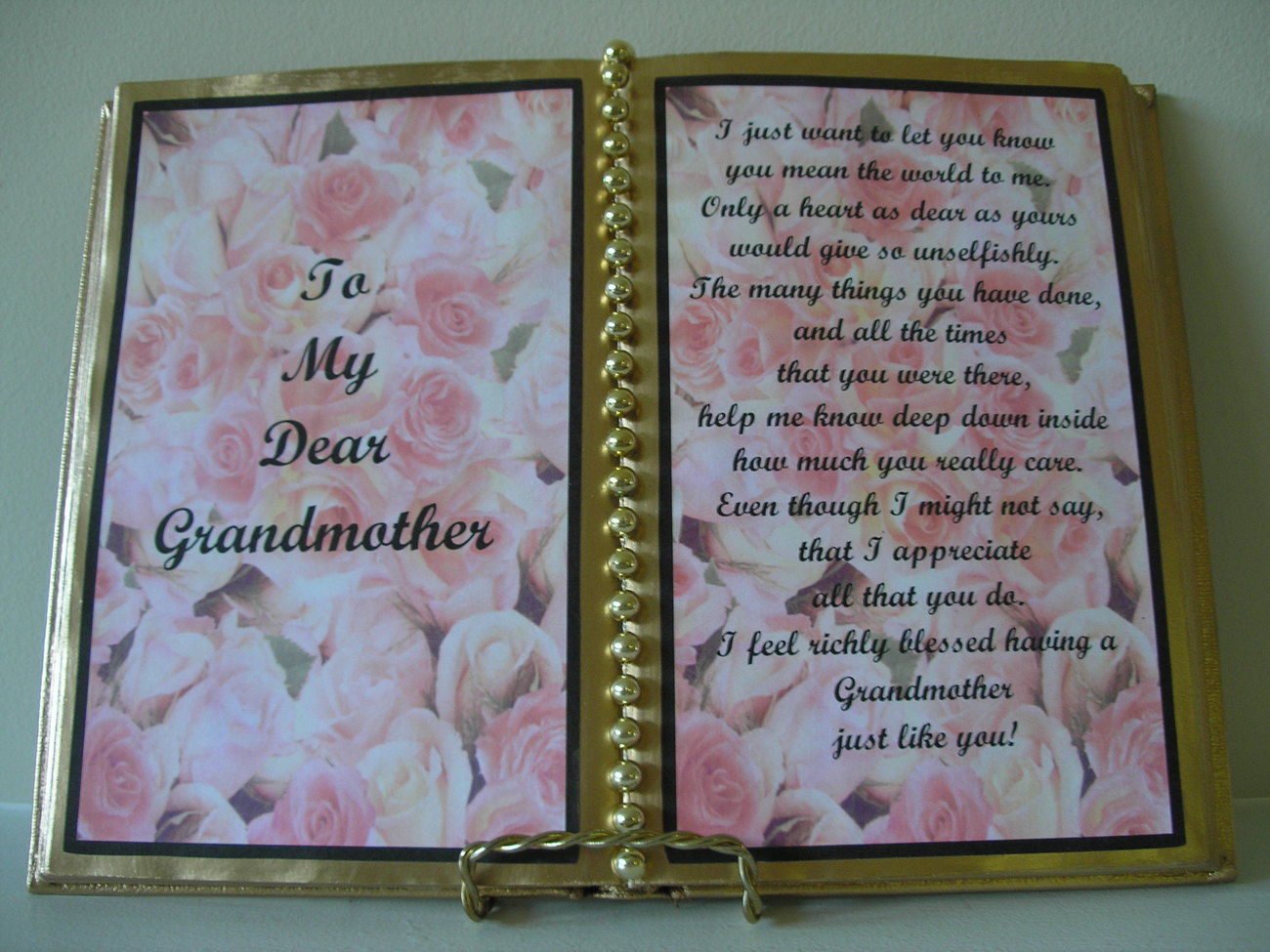 GRANDMOTHER DECORATED BOOK ~ PINK ROSE BUDS - $13.50