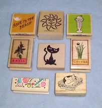 Rubber Stamps 8 Piece Set Herbs Cats Sundae Sun and More - £7.18 GBP