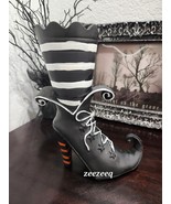 Halloween Witch Boot Spiderweb Candle Holder Resin Figurine Decor - $48.45 CAD