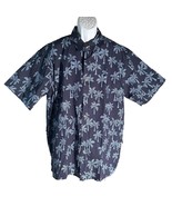 COOKE STREET Men&#39;s Short Sleeve Button Down Palm-Tree Shirt Blue 2XL - $296.36 MXN