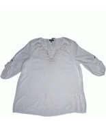 Jm Collection Embellished Asymmetrical Top Bright White Medium - £32.67 GBP