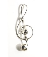 Large c1960 Modernist Silver Plated G Clef Brooch - $16.95
