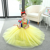 Girl Snow White Princess Dress Long Party Dress Gown Kid Halloween Cosplay Dress - £18.18 GBP