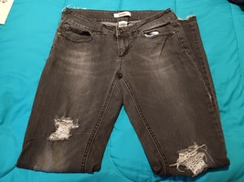 Bongo Jeans Women&#39;s 7 Distressed Denim Stretch Frayed Ankle Preppy Hipst... - £15.81 GBP