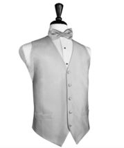 Silver Silk Faille Tuxedo Vest and Tie - £119.07 GBP