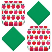 HOME &amp; HOOPLA Apple Party Supplies - Red Apple Variety Square Paper Dessert Plat - £11.27 GBP+
