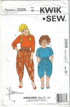 Kwik Sew Pattern #2009 Girls' Tops & Pants Sizes 8 10 12 14 Uncut - $4.99