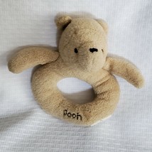 Classic Winnie the Pooh Plush Grasping Ring Circle Rattle Stuffed Toy Baby Gift - $8.42