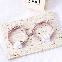 2Pcs Couples Matching Bracelet Magnet Cute Rabbit Pendant Braslet Elastic Rope P - £14.43 GBP