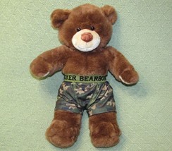 Build A Bear Teddy w/BOXER Shorts 15&quot; Brown Plush Camo Bearboxer Stuffed Animal - £19.85 GBP