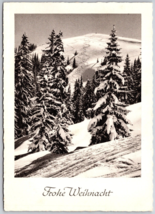 VTG German Postcard Frohe Weihnacht (Merry Christmas) trees Snow mountains - £4.23 GBP