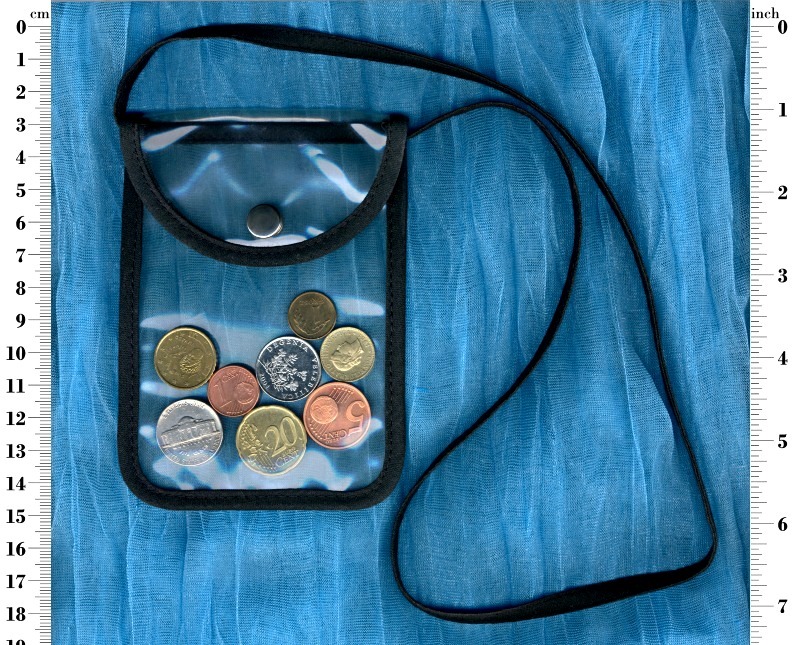 Primary image for Transparent neck pouch purse with front flap snap fastener closure