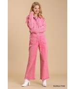 Women&#39;s Mid Button Down Wide Leg Distressed Jumpsuit &amp; Side Pockets - $124.75 CAD
