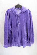 Liz Claiborne Womens Hoodie Jacket Large Purple Zip Cotton Blend Velour ... - £21.90 GBP