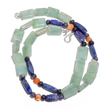 Natural Aventurine Lapis Lazuli Iolite Gemstone Smooth Beads Necklace 17&quot; UB3976 - £8.69 GBP