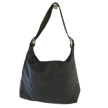 Dooney &amp; Bourke Black Shoulder Bag Purse Handbag DB Logo Canvas Leather ... - £21.05 GBP