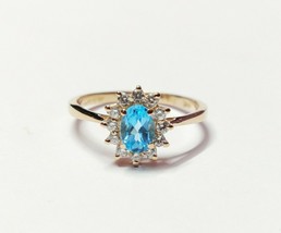 Topaze Bleu Bague Mariage Naturel Bleu Topaze Bague Solitaire 1 CT - £26.72 GBP