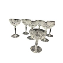 Vintage Champagne / Sherbert Etched Glasses Grandma&#39;s Crystal Lot of 6 t... - £39.08 GBP