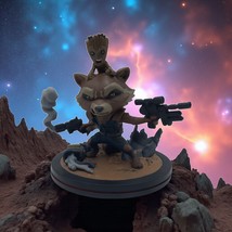 Q Fig Rocket Raccoon And Groot Guardians Of The Galaxy 2 Marvel Figure P... - $276.61 MXN