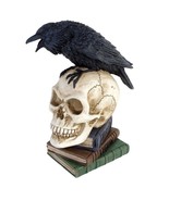 Poe&#39;s Raven Skull Nevermore Poetry Books Resin Decor Statue V17 Alchemy ... - £39.28 GBP