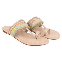 Women comfortable ethnic Indian traditional flats US Size 6-10 Cream woven - £23.63 GBP