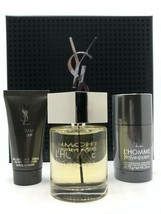 Yves Saint Laurent L&#39;Homme Cologne 3.3 Oz Eau De Toilette Spray 3 Pcs Gift Set - £157.24 GBP