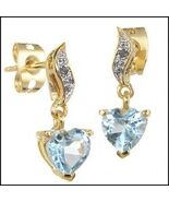 1.67 Ctw Natural Blue Heart Shaped Topaz Designer Earrings - $81.61